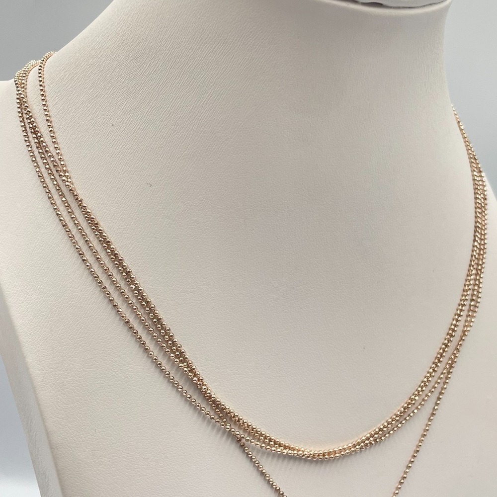 Vintage SAR Rose Gold Tone Multi Strand Beaded Y-Necklace Layered Lariat Boho - Picture 4 of 10